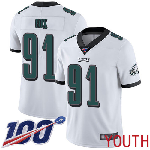 Youth Philadelphia Eagles #91 Fletcher Cox White Vapor Untouchable NFL Jersey Limited Player Season